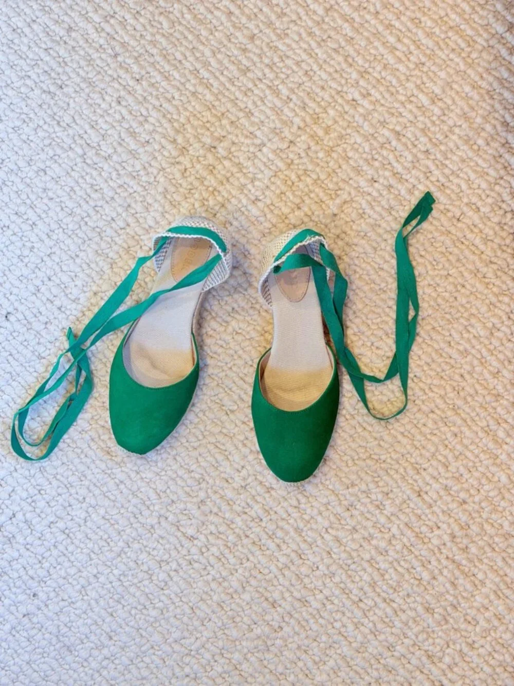 Boden Cassie High Wedge Suede Lace Up Espadrilles - Green - Size 11